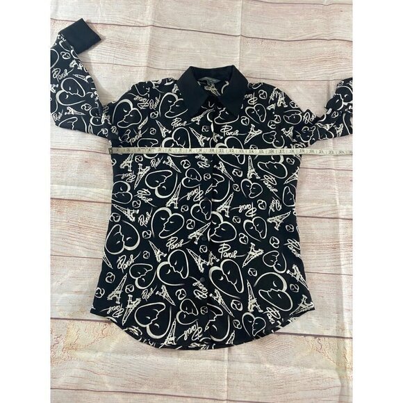 Catherine Malandrino Women's Black And White Paris Long Sleeve Blouse - Small - Picture 5 of 11